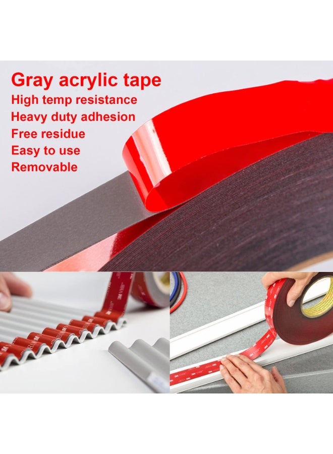 3PCS Mounting Tape Heavy Duty, Double Sided 3M Adhesive Tape, Removeable PE Foam Tape Strips, Strong Adhesive Tape Waterproof Free Damage for Paint Wall Picture Hanging Poster - Image 3